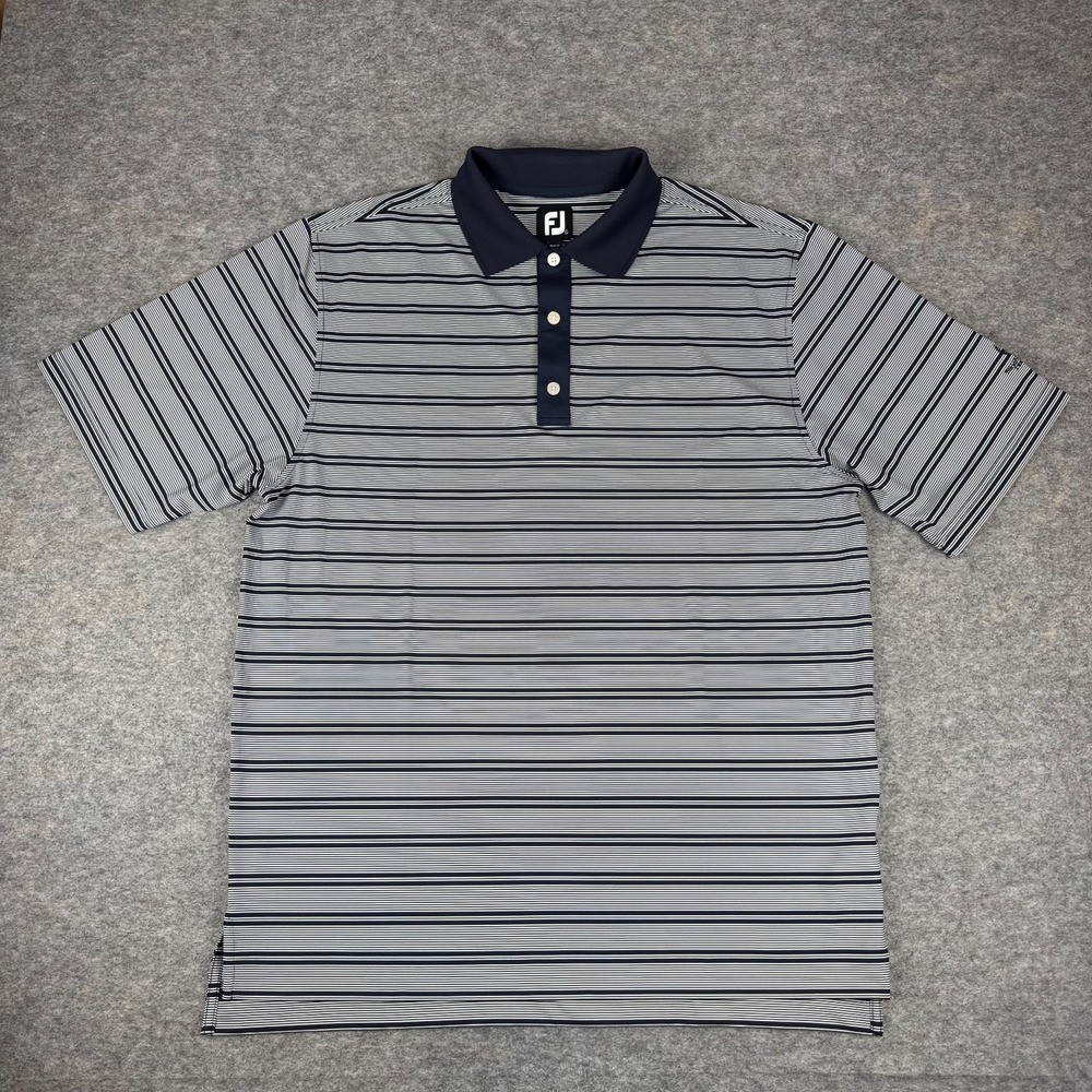 FootJoy Polo Shirt Striped Governor's Club TN Polyester Blue Mens Large L
